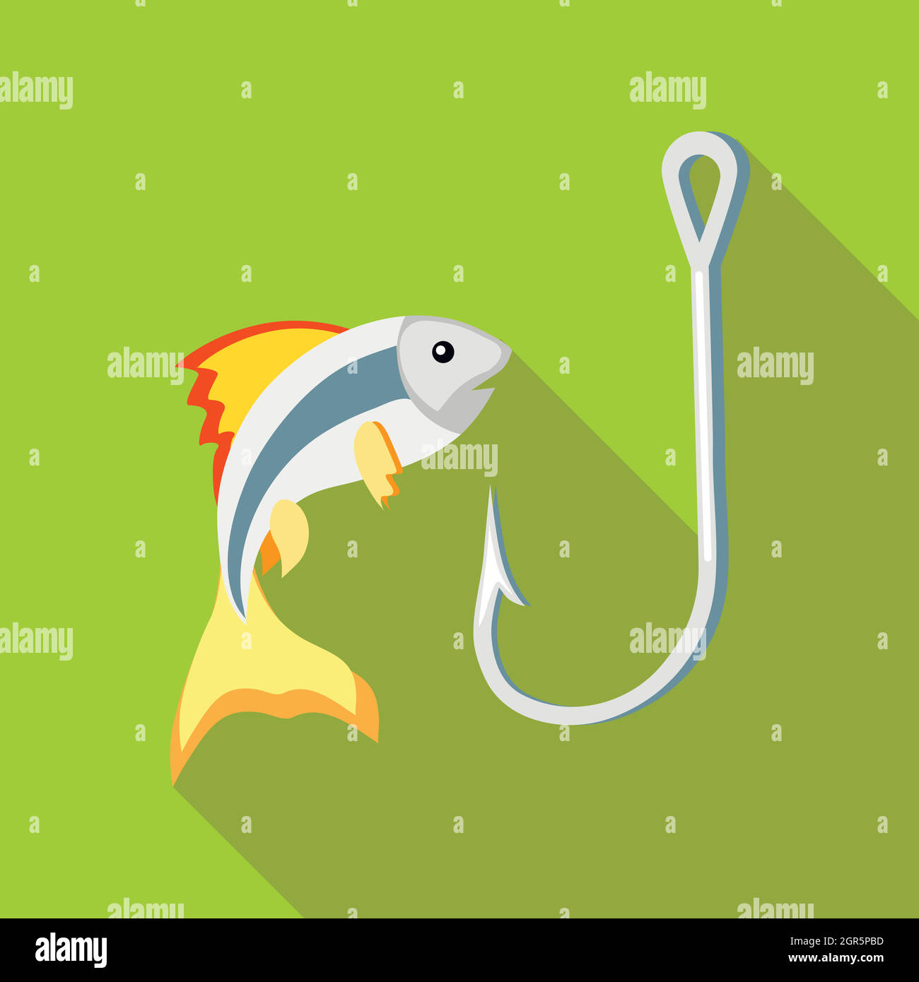 Le poisson et l'icône de style crochet, télévision Illustration de Vecteur