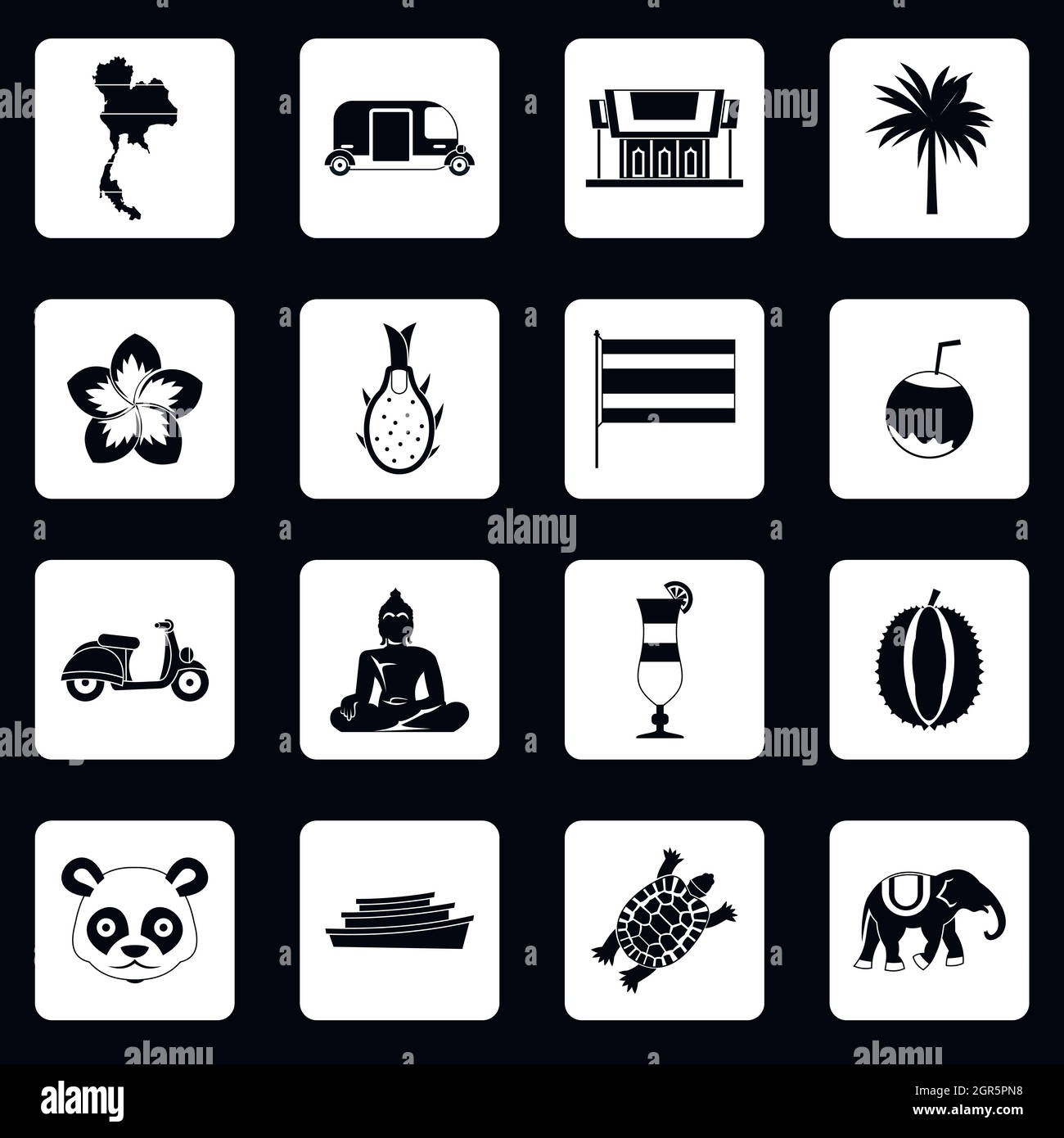Costa Rica icons set dans un style simple Illustration de Vecteur