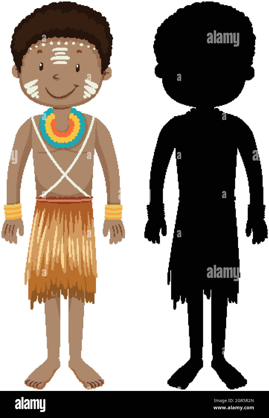 Ensemble de personnes de tribus africaines caractère avec sa silhouette Illustration de Vecteur