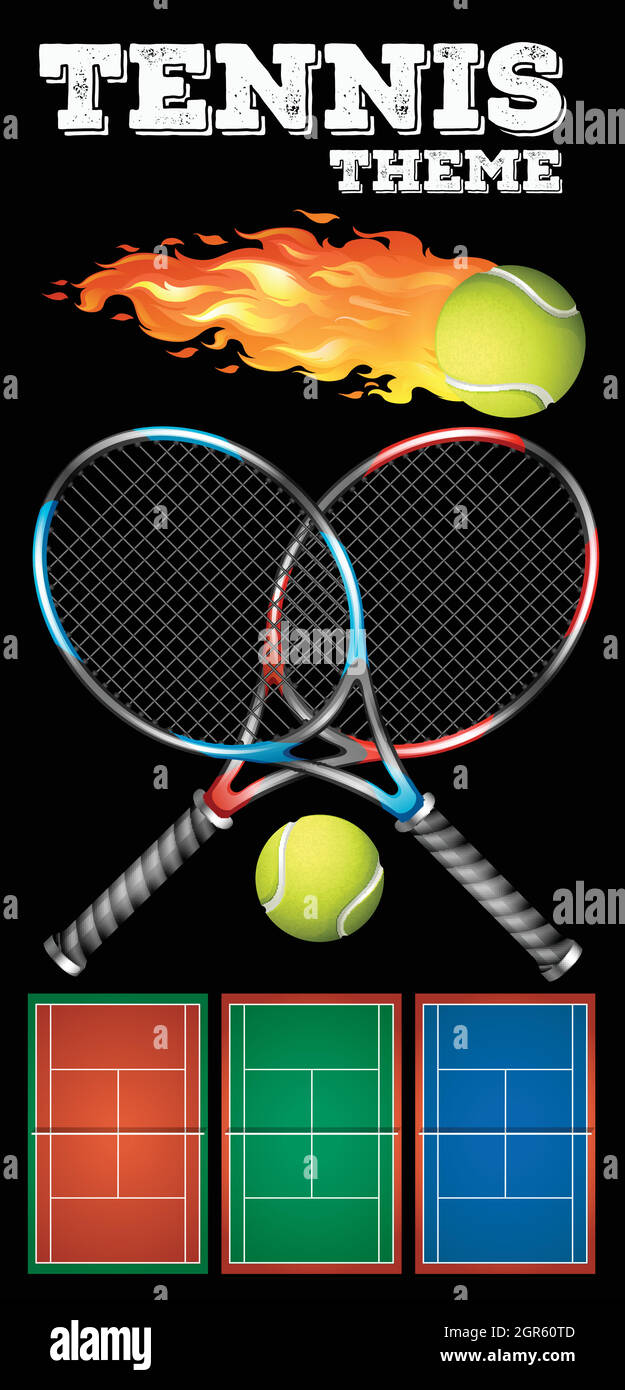 Raquettes de tennis et balle sur affiche Illustration de Vecteur