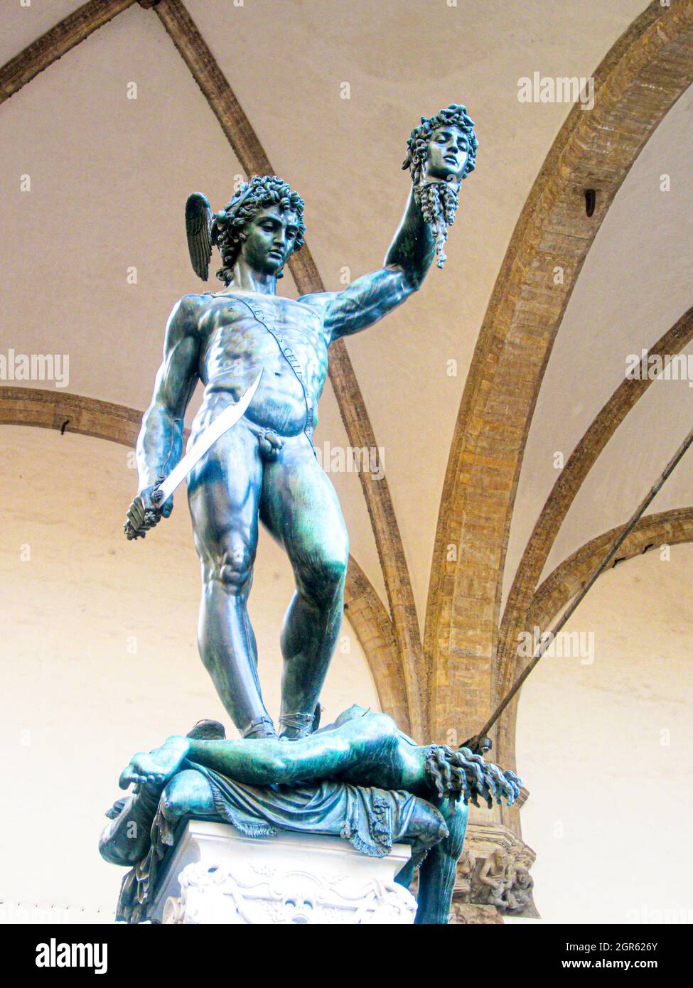 Célèbre statue de Perseus avec la tête de Medusa à Florence, Italie Banque D'Images