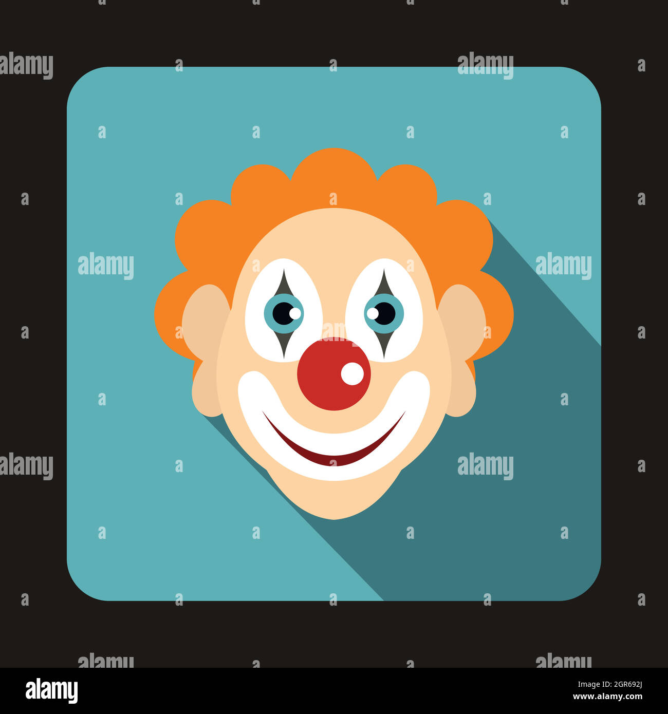 Tête de clown, icône de style plat Illustration de Vecteur