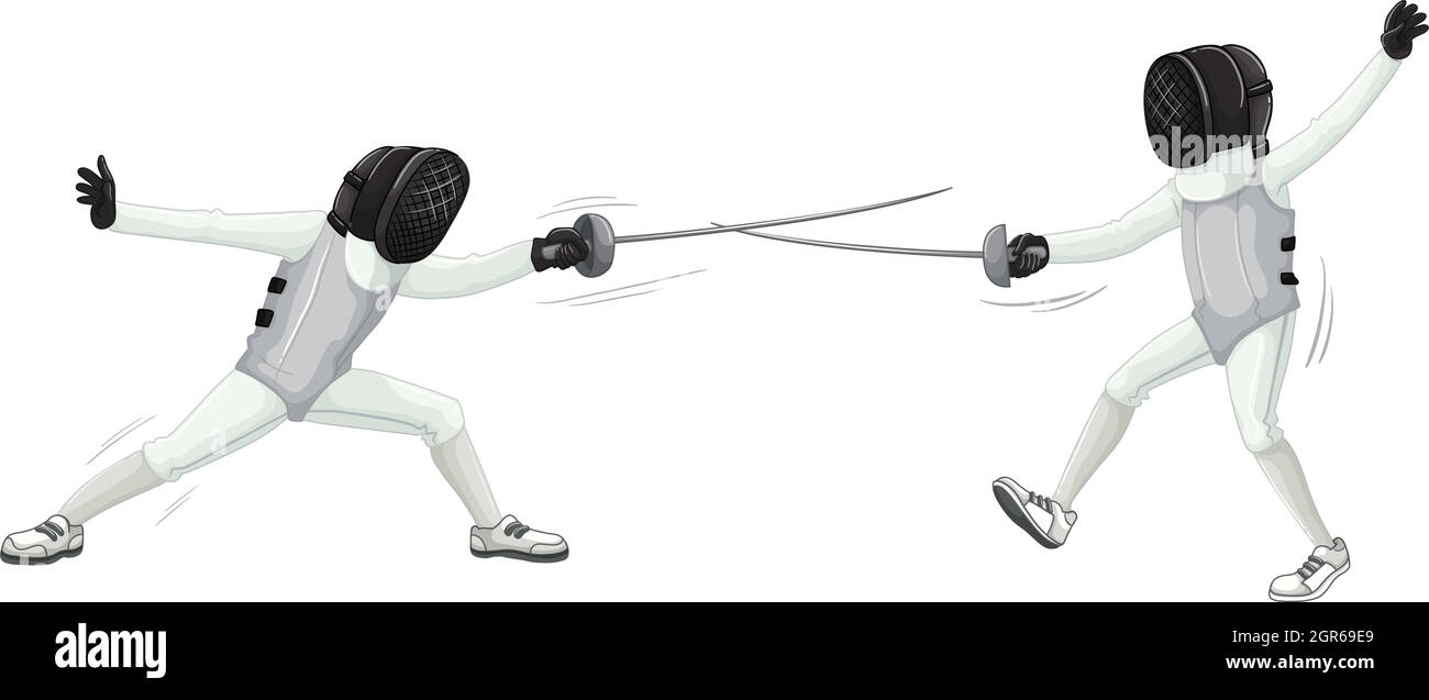 Deux personnes faisant l'escrime Illustration de Vecteur