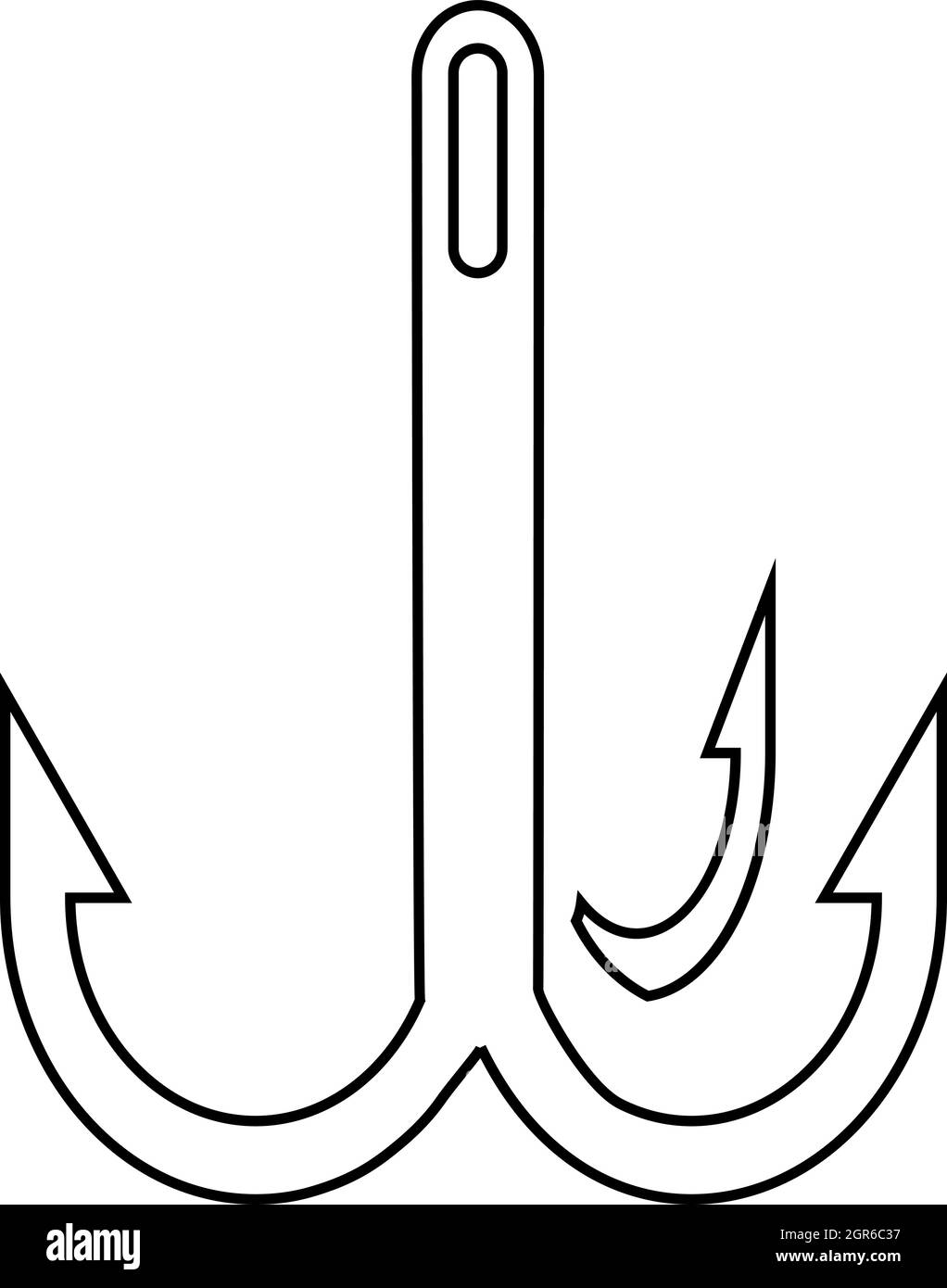 Hameçon triple, icône de style contour Illustration de Vecteur