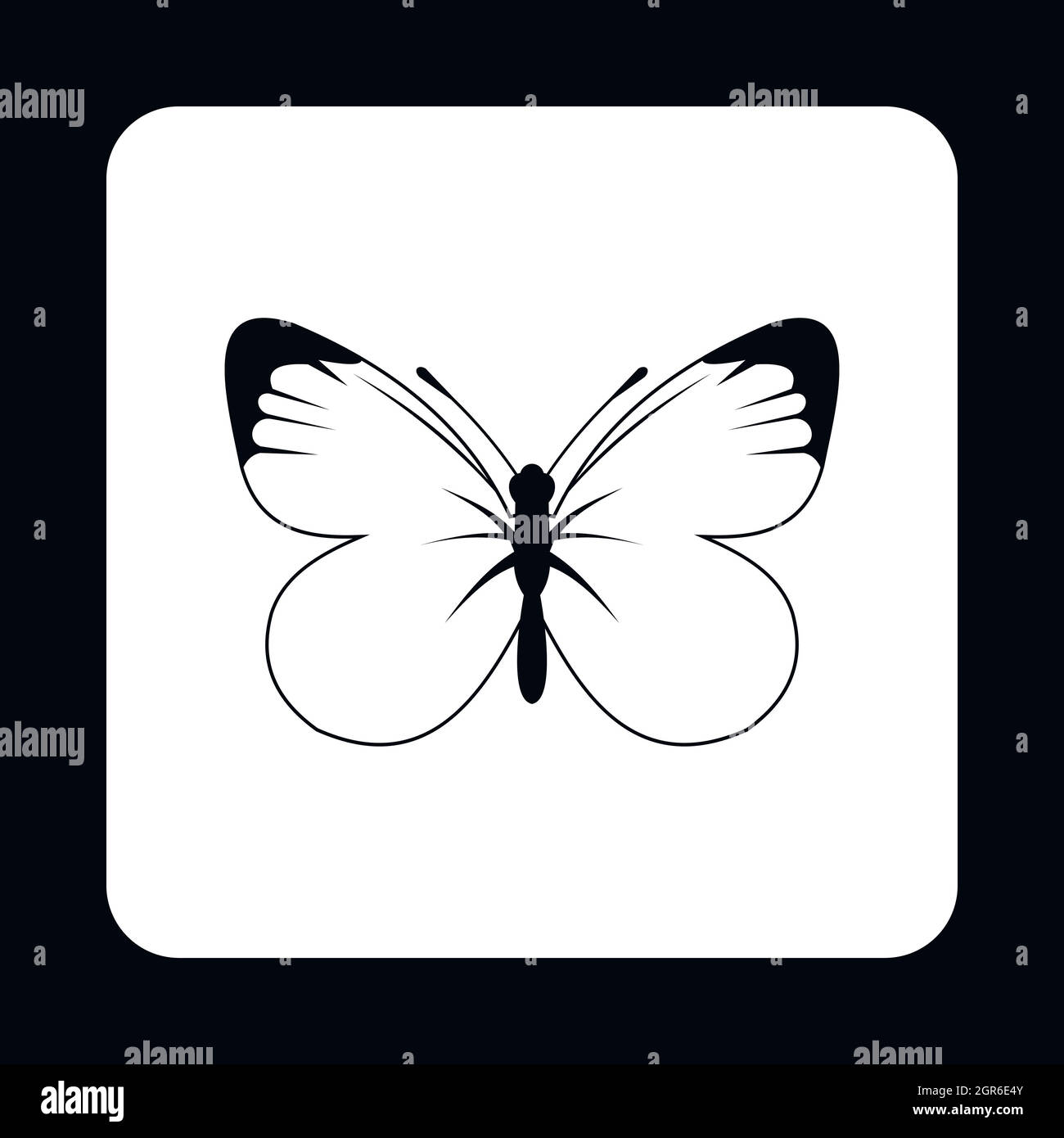 Papillon aux ailes blanches et noires icon Illustration de Vecteur