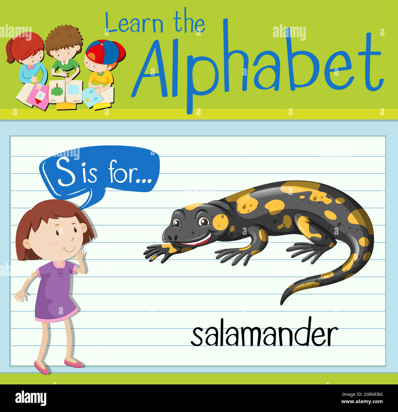 La lettre S de la carte mémoire est destinée à la salamandre Illustration de Vecteur