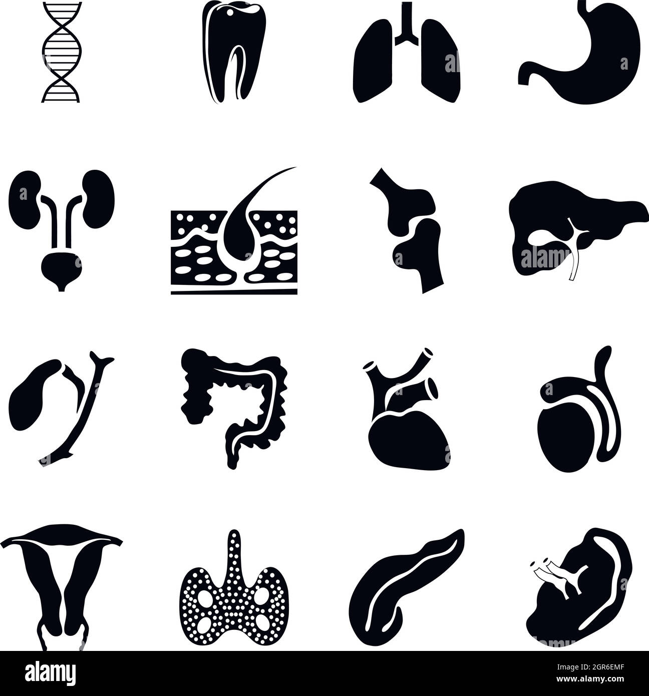 Les organes internes, le style simple icons set Illustration de Vecteur