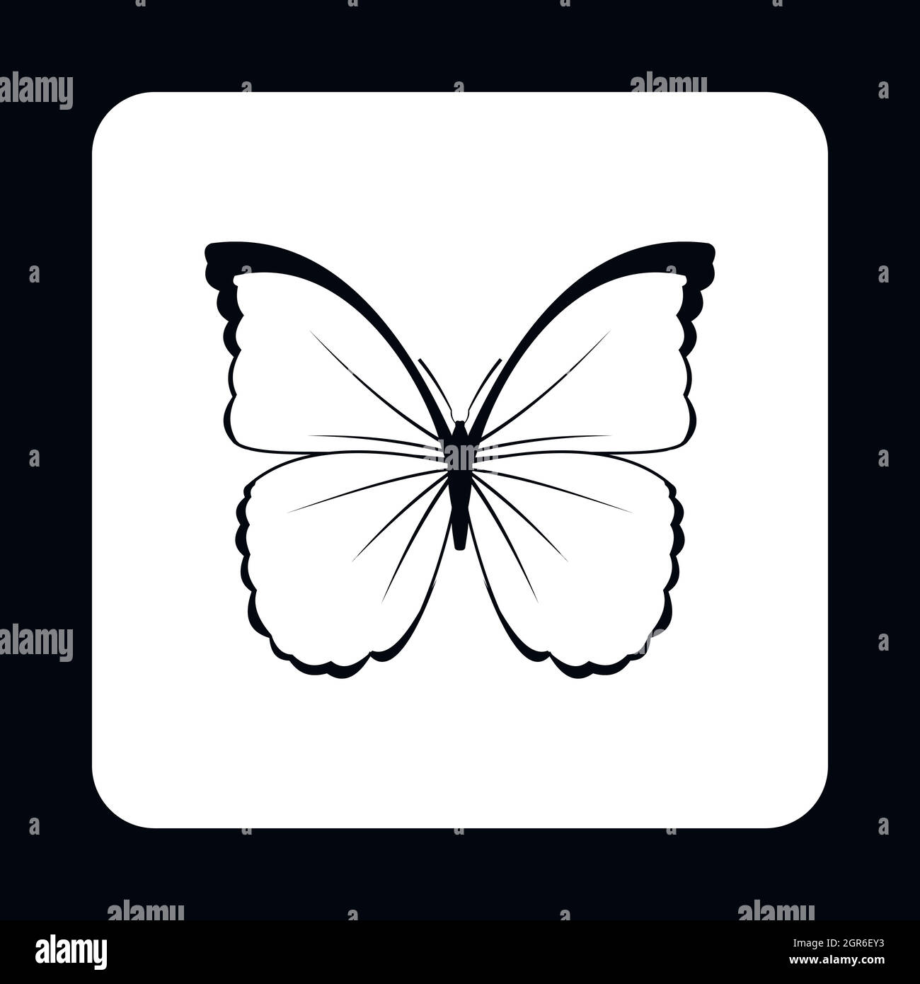 Insecte papillon avec ailes blanches et noires icon Illustration de Vecteur