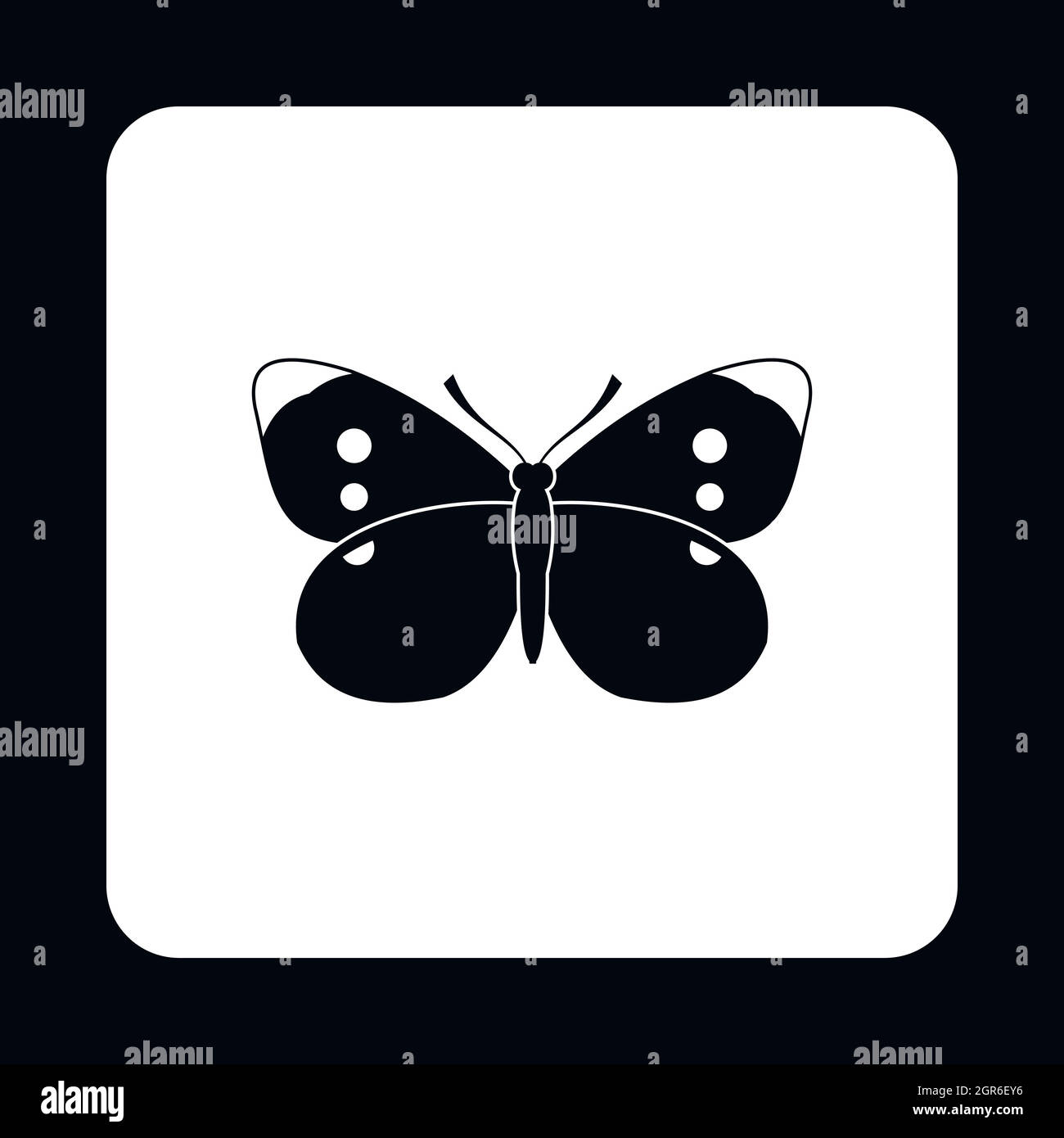 Papillon aux ailes noires, icône de style simple. Illustration de Vecteur