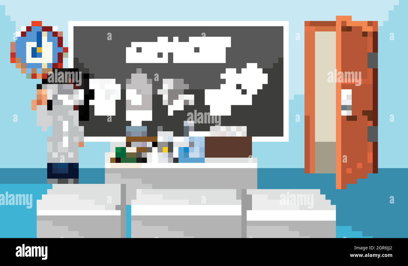 Professeur de sciences devant la salle de classe Illustration de Vecteur