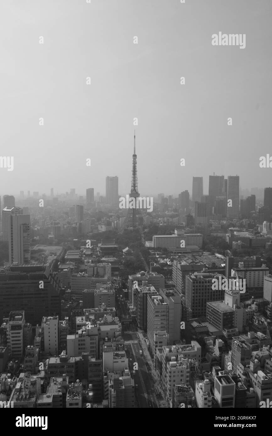 Photo verticale inversée du paysage urbain de Tokyo au Japon Banque D'Images