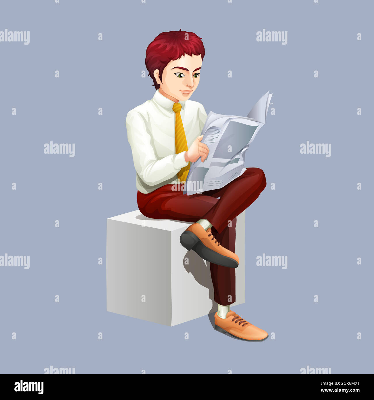 Homme lisant le journal seul Illustration de Vecteur