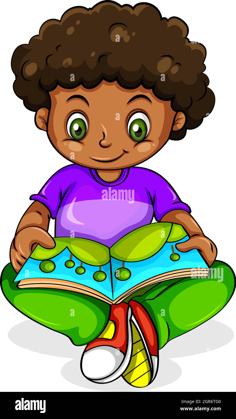 Une jeune fille noire qui lit Image Vectorielle Stock - Alamy