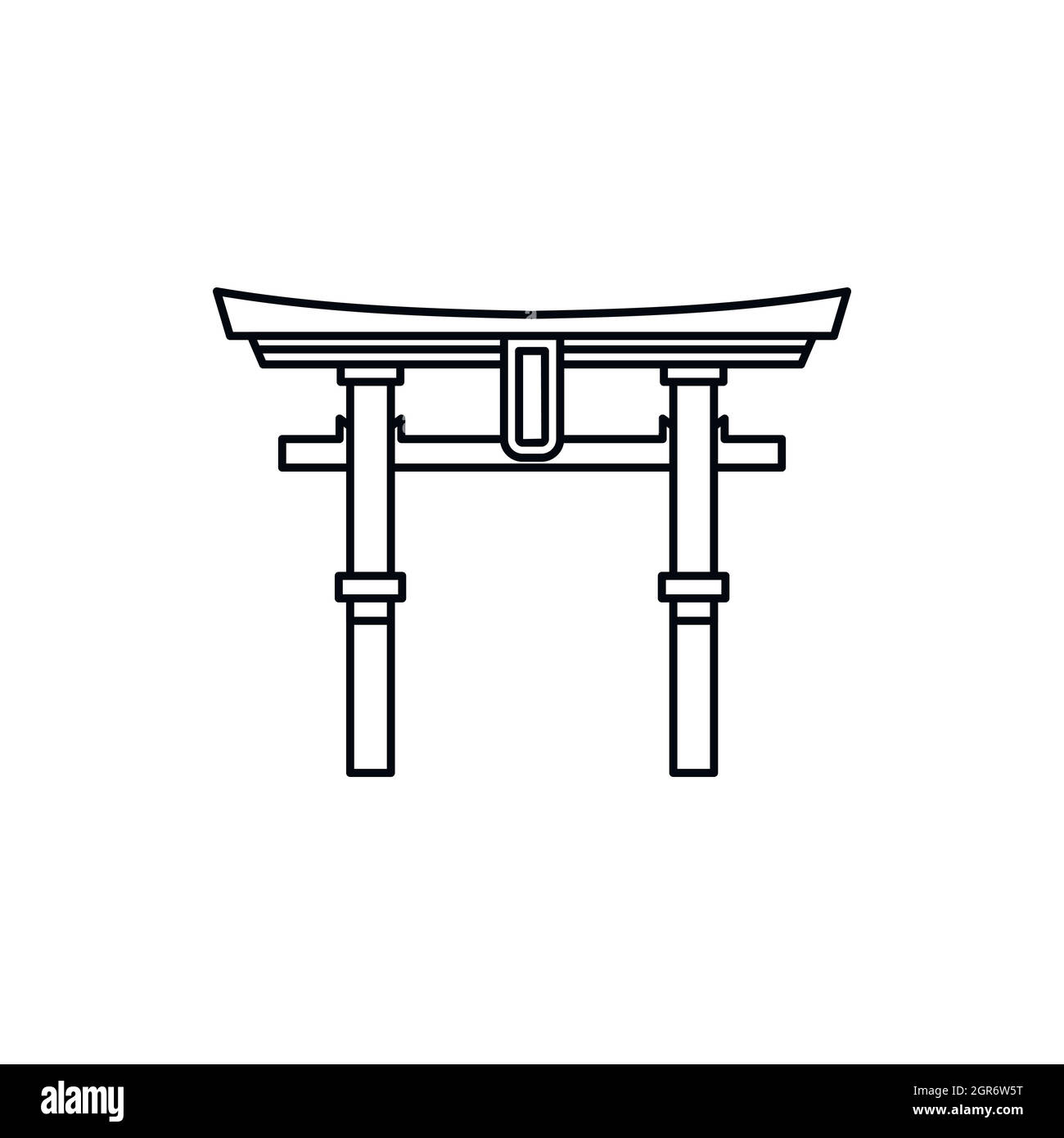 Le Japon Torii gate, icône de style contour Illustration de Vecteur
