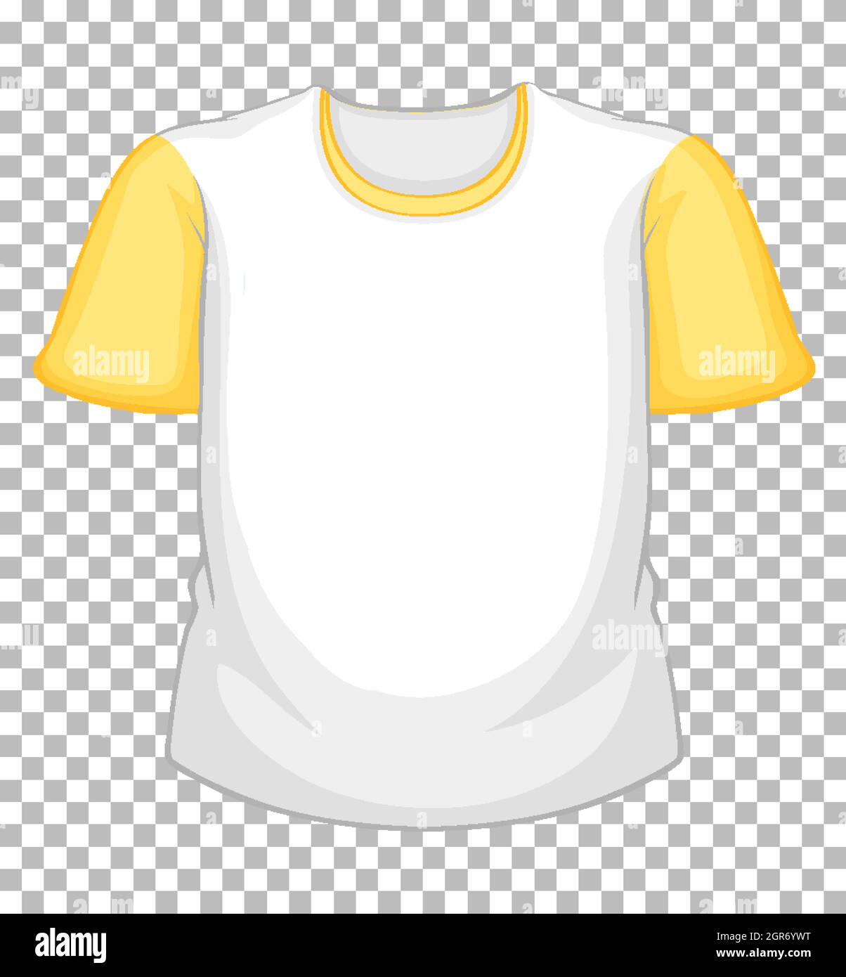 T-shirt blanc vierge avec manches courtes jaunes sur transparent Illustration de Vecteur
