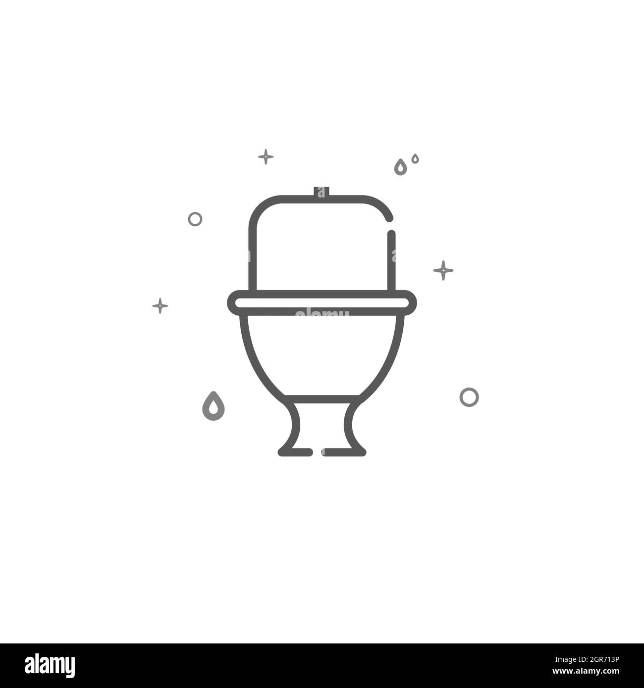 Cuvette de toilette avec un réservoir simple icône de ligne vectorielle ...