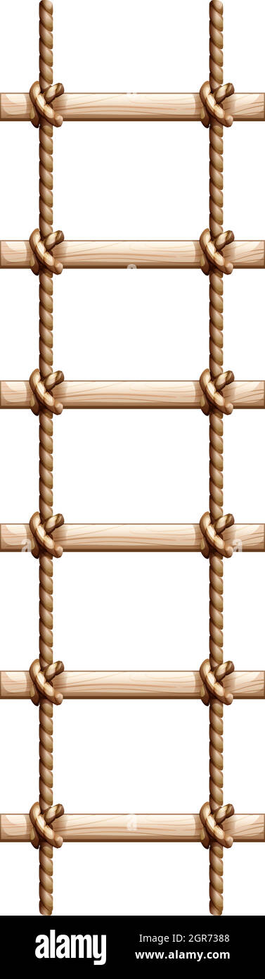 Une échelle en bois et corde Illustration de Vecteur