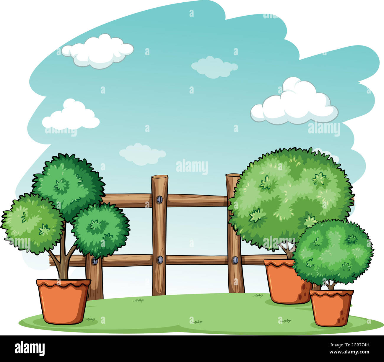 Jardin avec clôture Illustration de Vecteur