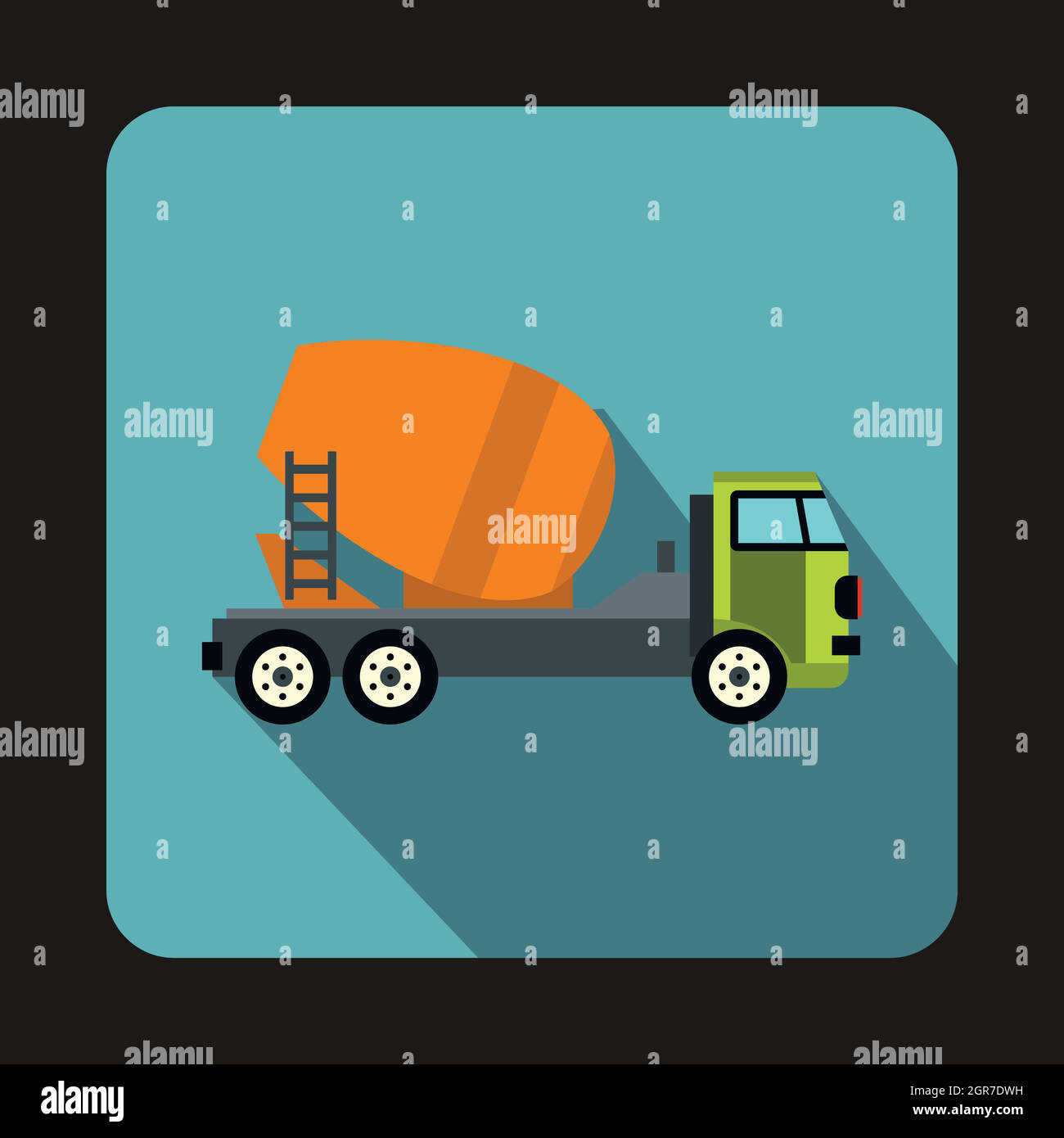 Camion malaxeur de béton, l'icône de style plat Illustration de Vecteur