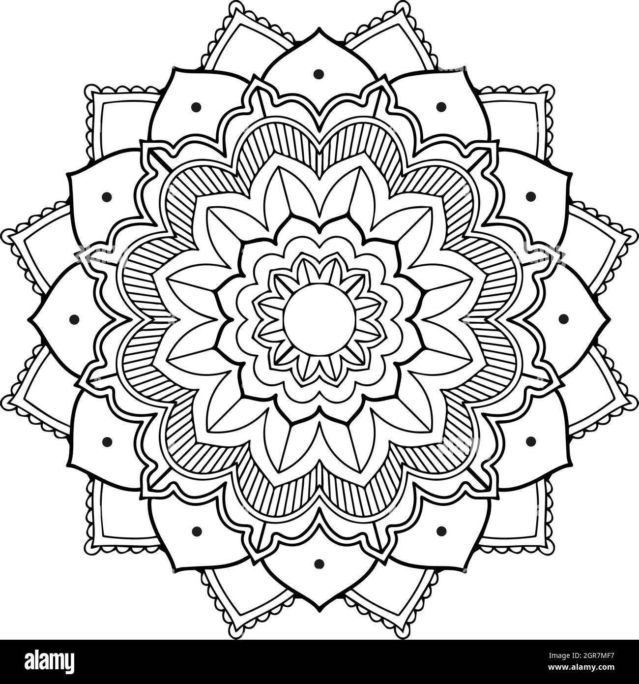 Motif Mandala sur fond blanc Illustration de Vecteur