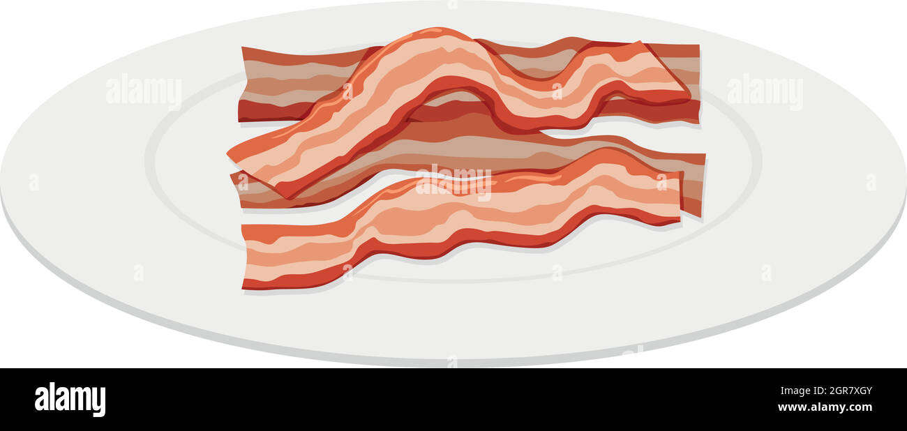 Tranches de bacon sur l'assiette Illustration de Vecteur