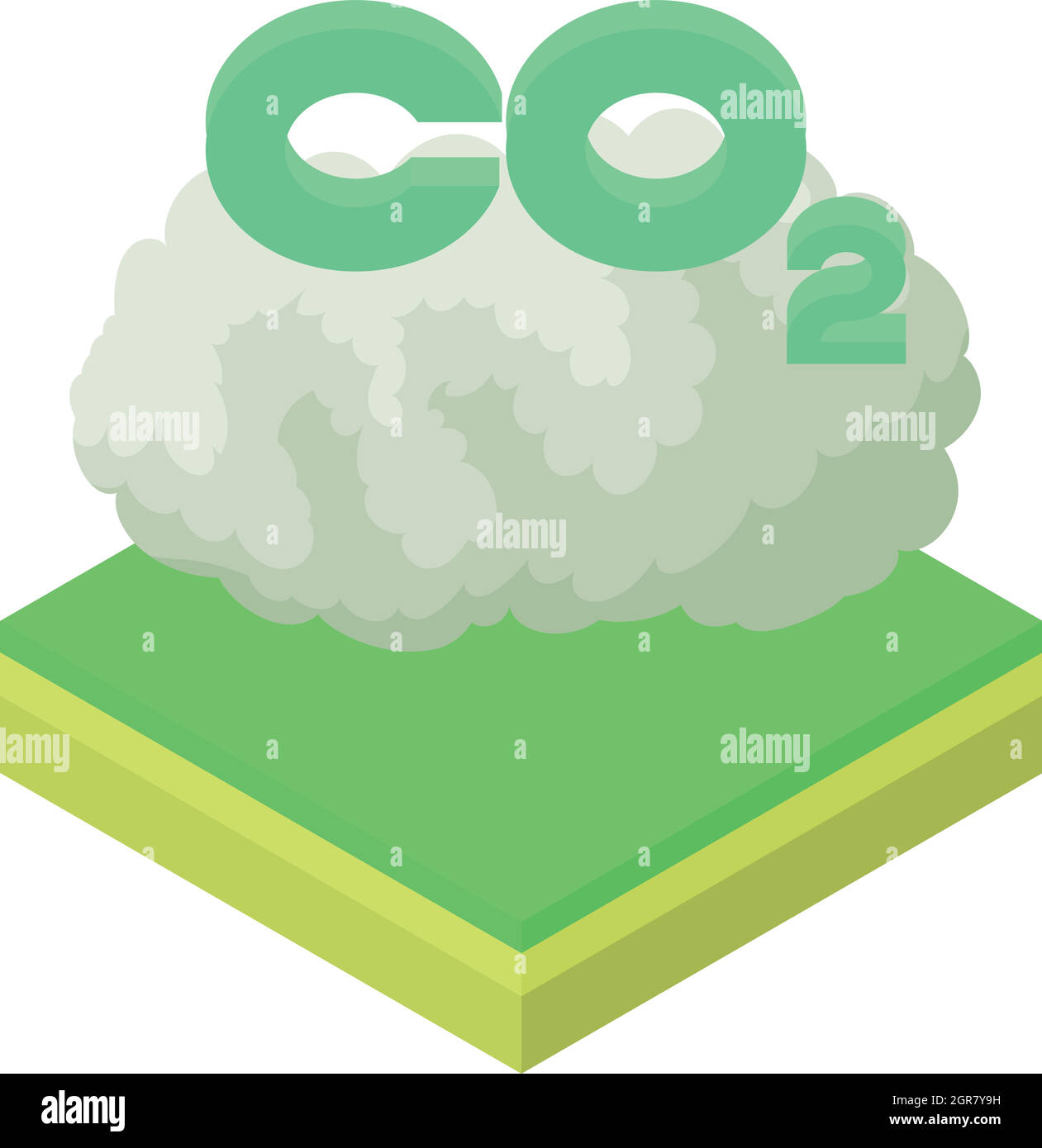 Signe de CO2 dans une icône de nuage, cartoon style Illustration de Vecteur