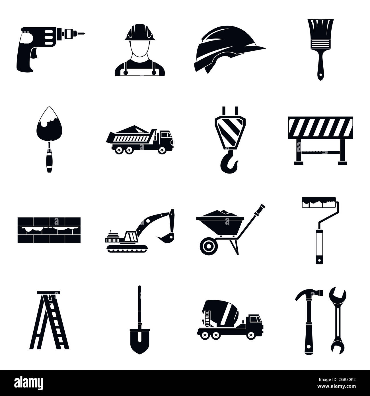 Icons set de construction, le style simple Illustration de Vecteur