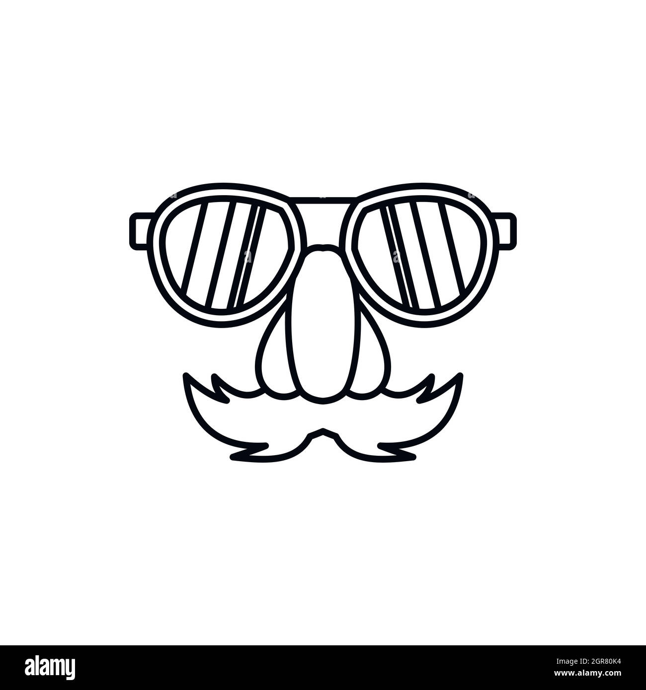 Comédie de faux nez moustache, sourcils, icône lunettes Illustration de Vecteur