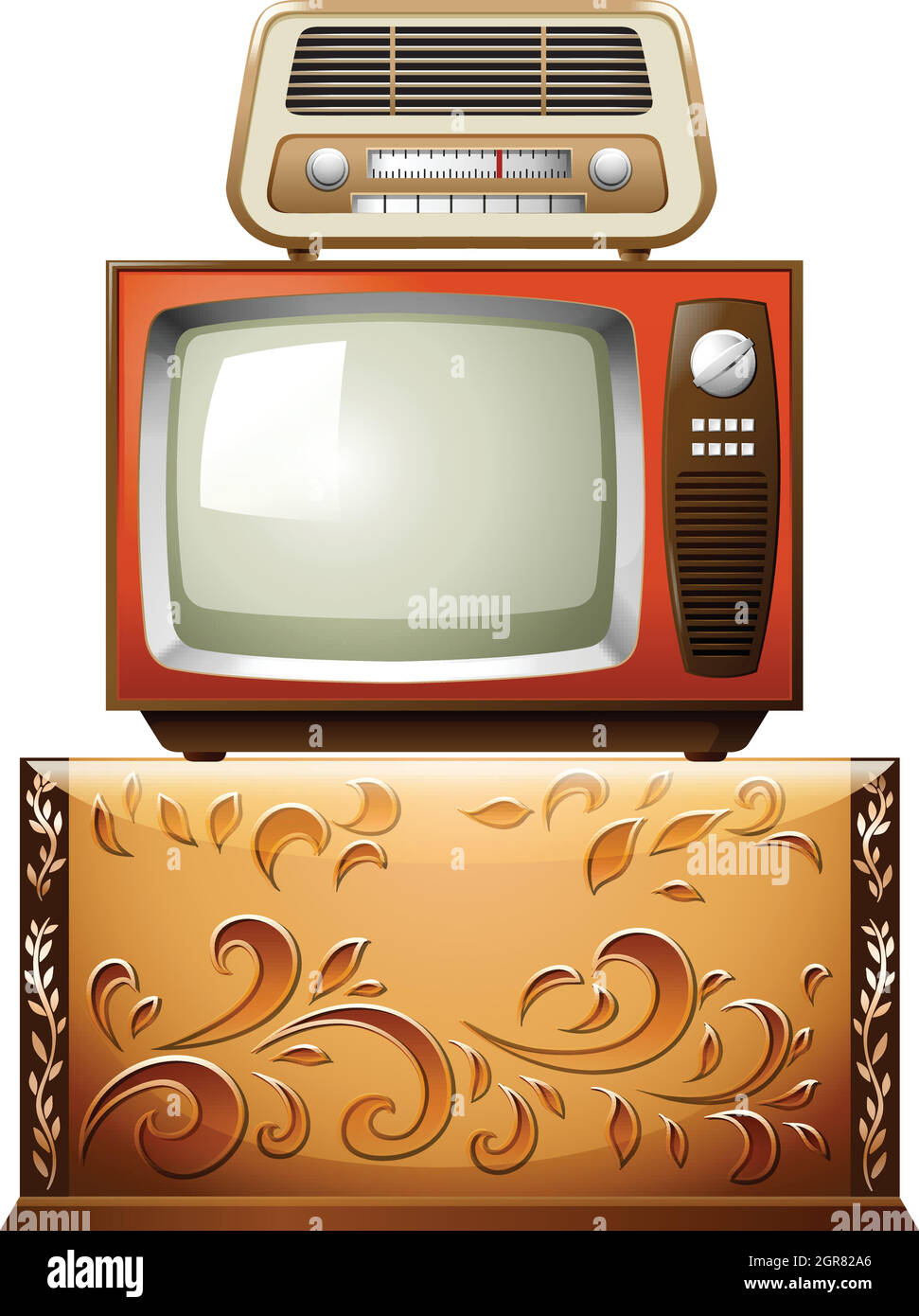 Télévision et radio sur une étagère Illustration de Vecteur