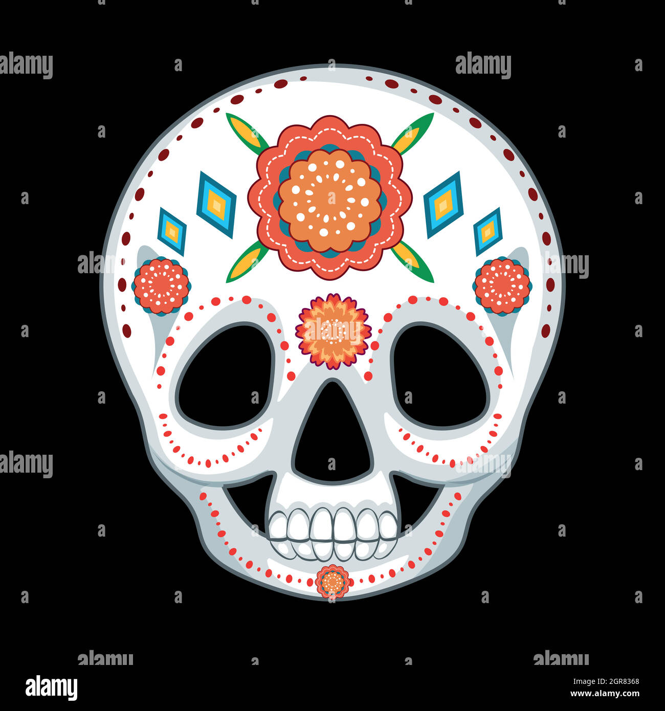 Crâne de sucre mexicain sur fond blanc Illustration de Vecteur