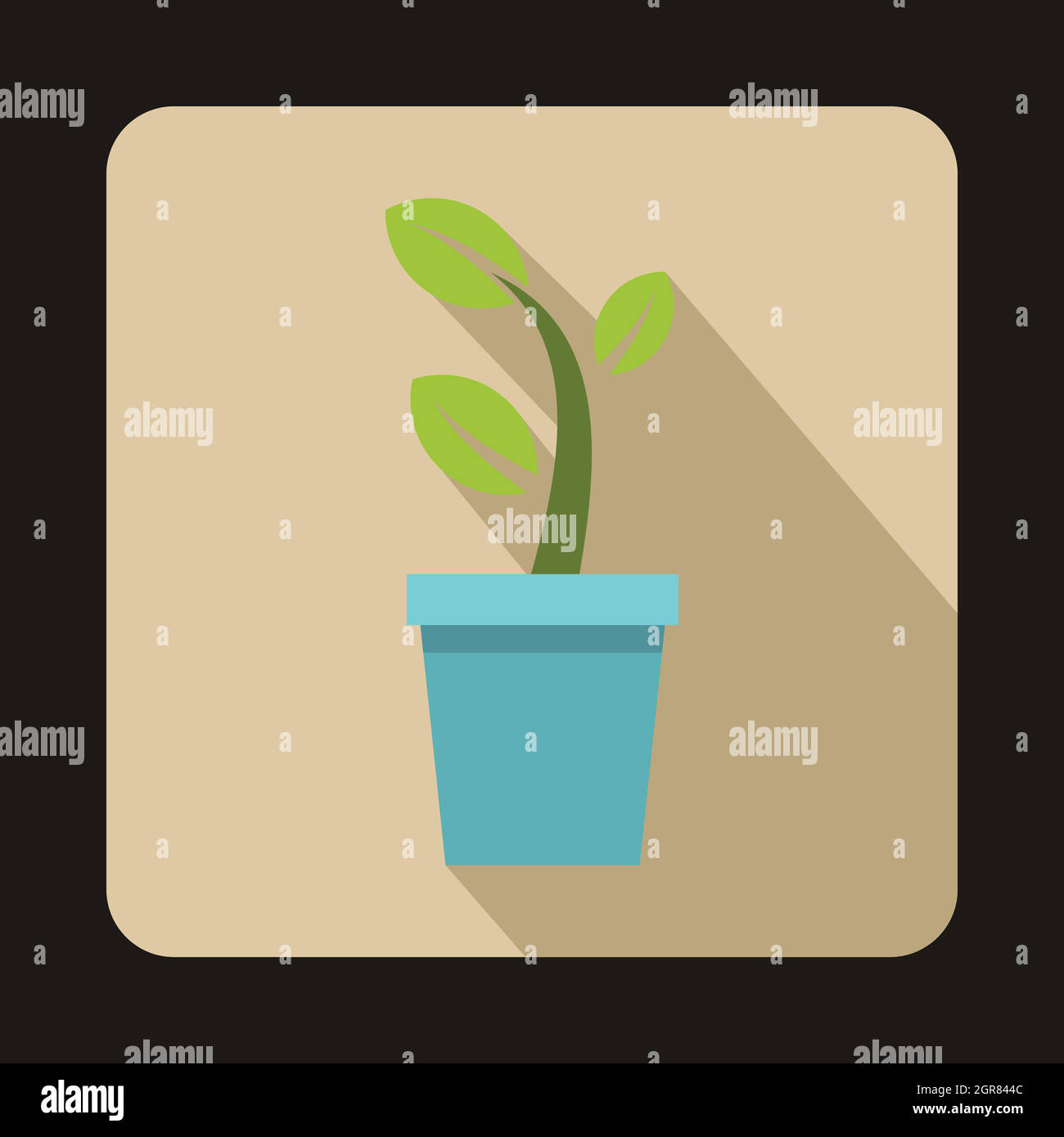 Jeune plante en pot bleu, icône de style plat Illustration de Vecteur
