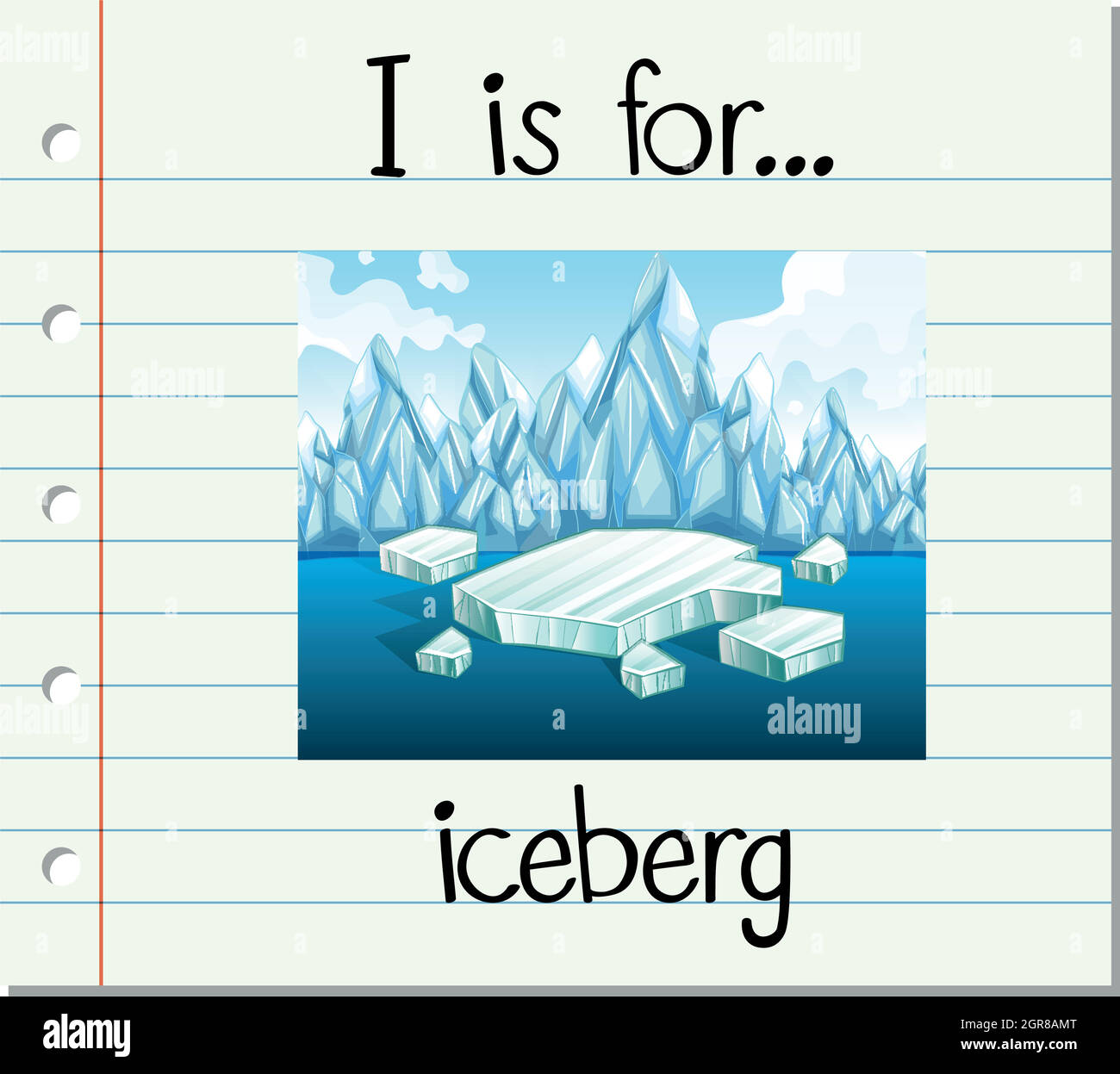 La lettre I de carte mémoire est pour iceberg Illustration de Vecteur