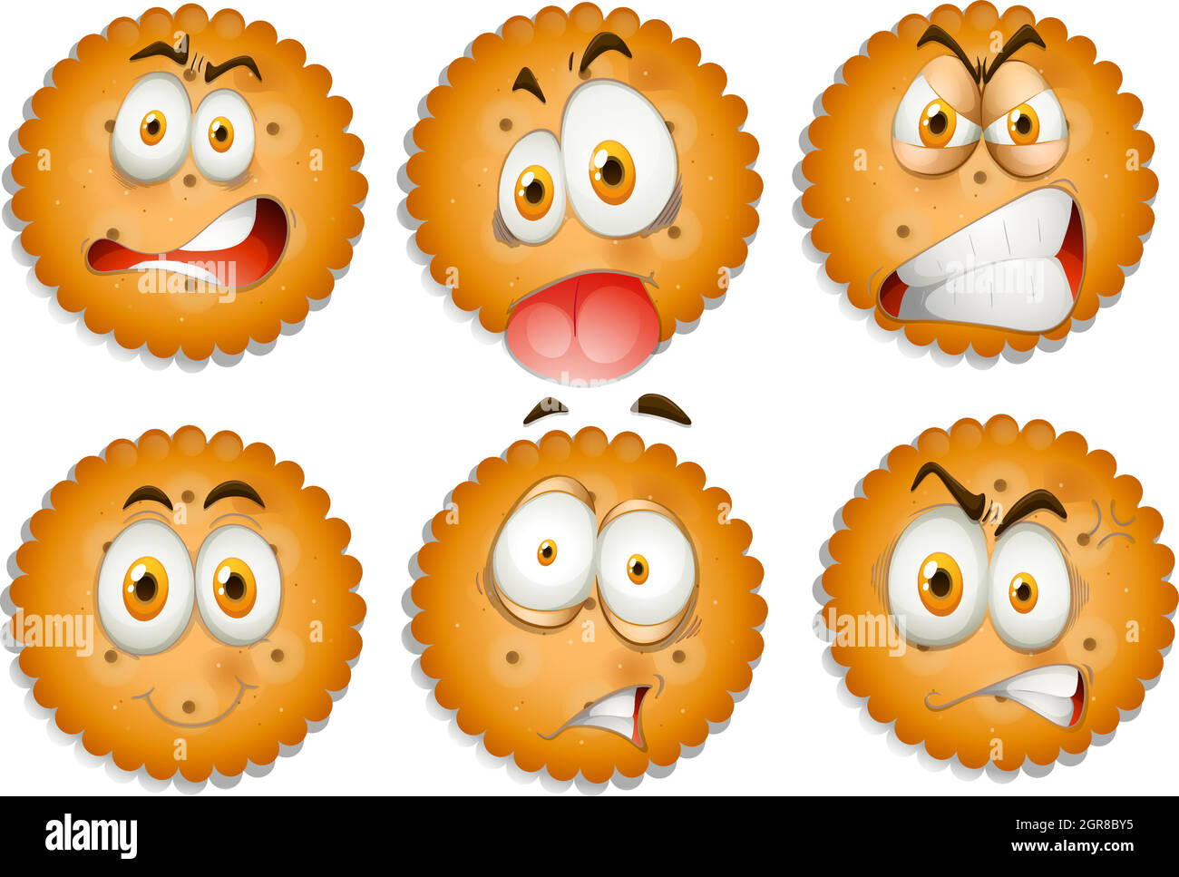 Expressions du visage sur les cookies Illustration de Vecteur