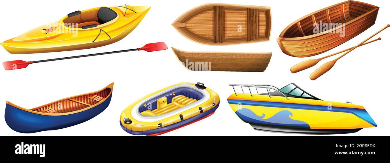 Différents types de bateaux Illustration de Vecteur