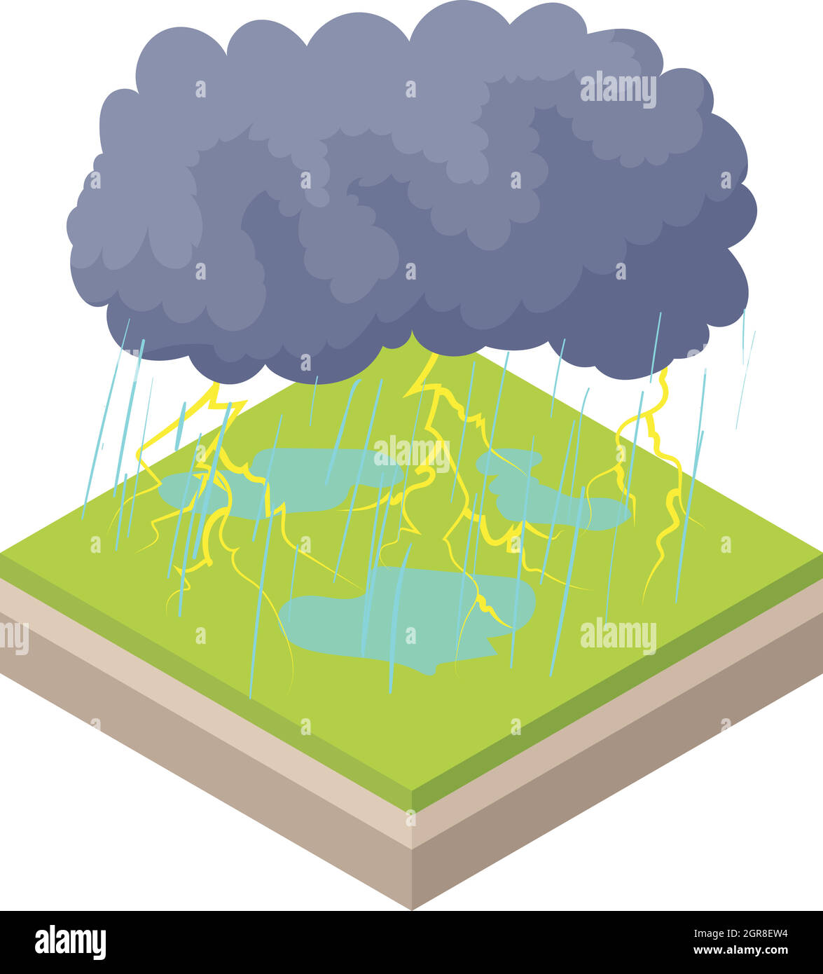 L'icône d'orage en cartoon style Illustration de Vecteur