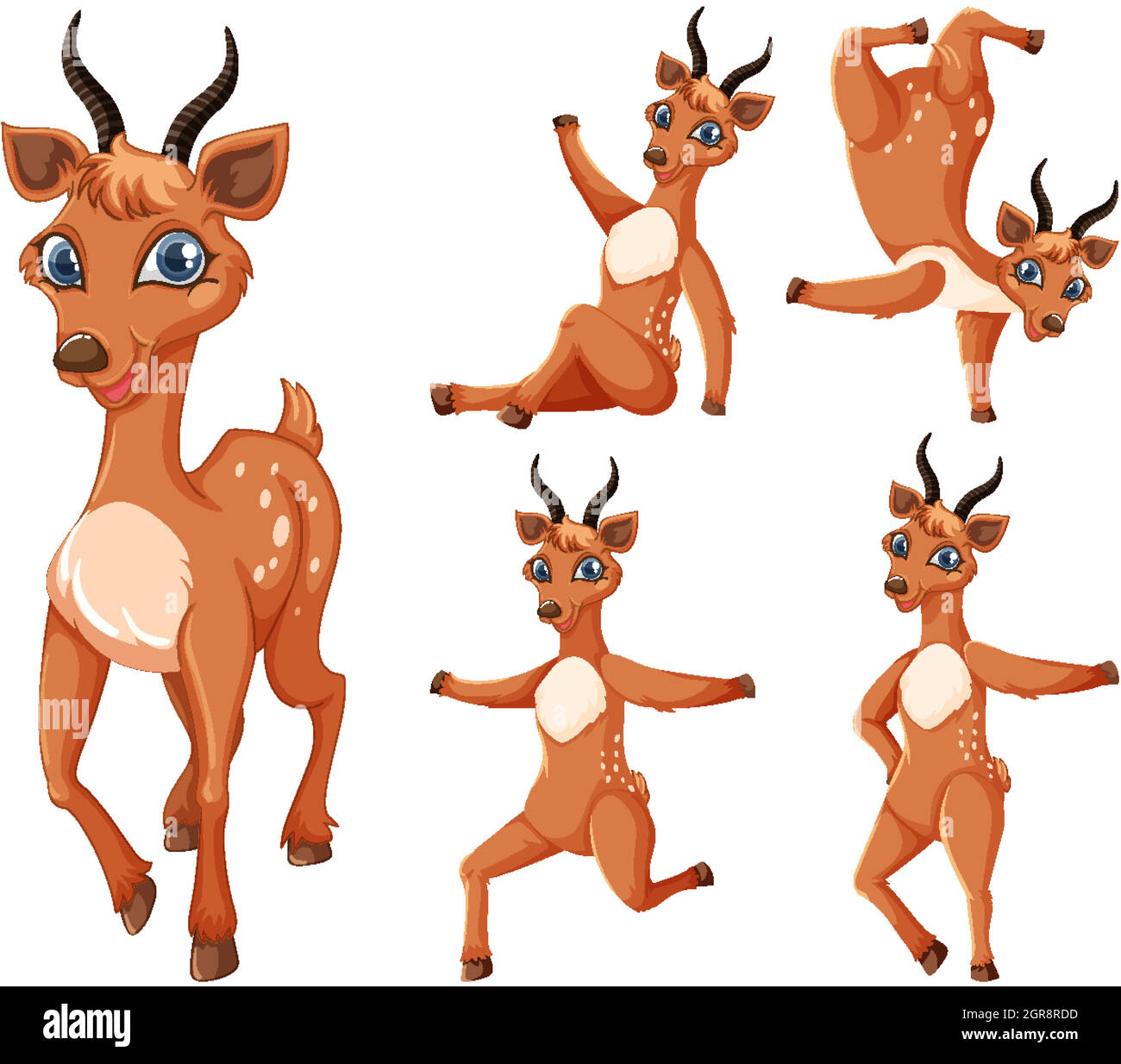 Ensemble de personnages de dessin animé gazelle Illustration de Vecteur