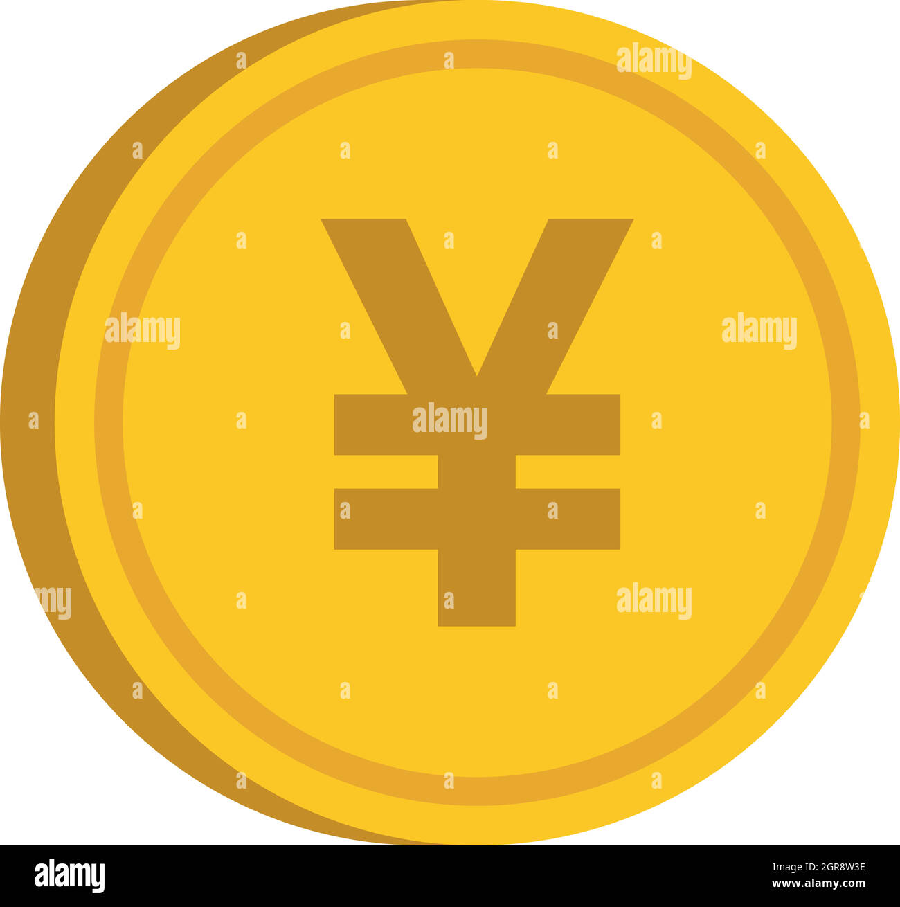 Pièce d'or avec yen sign, icône de style plat Illustration de Vecteur