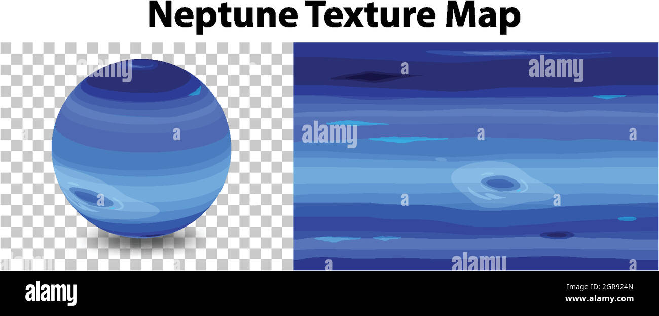 Planète Neptune sur transparent avec texture carte Neptune Illustration de Vecteur