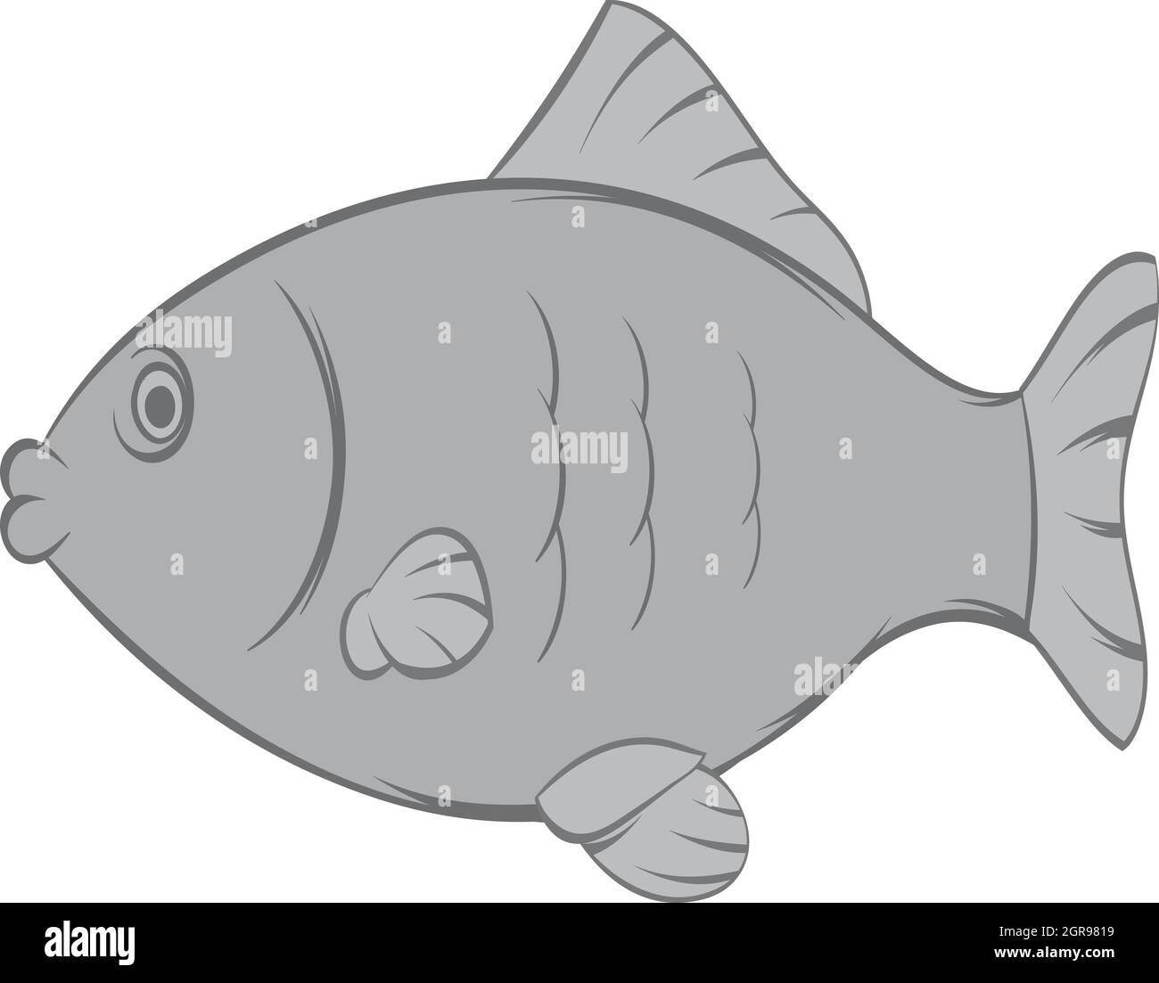 L'icône poisson style monochrome noir, Illustration de Vecteur