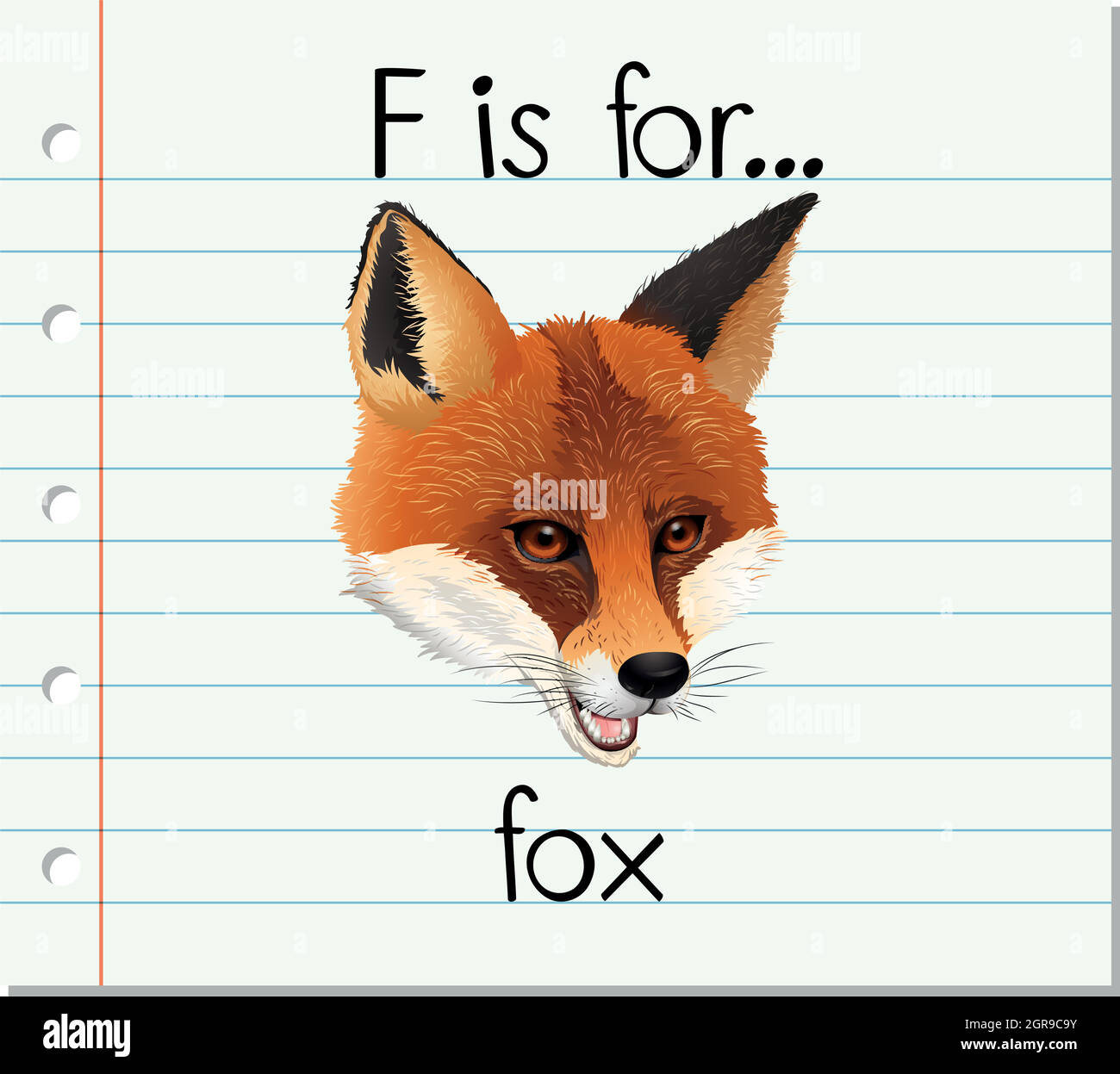 La lettre F de la carte mémoire est pour le renard Illustration de Vecteur