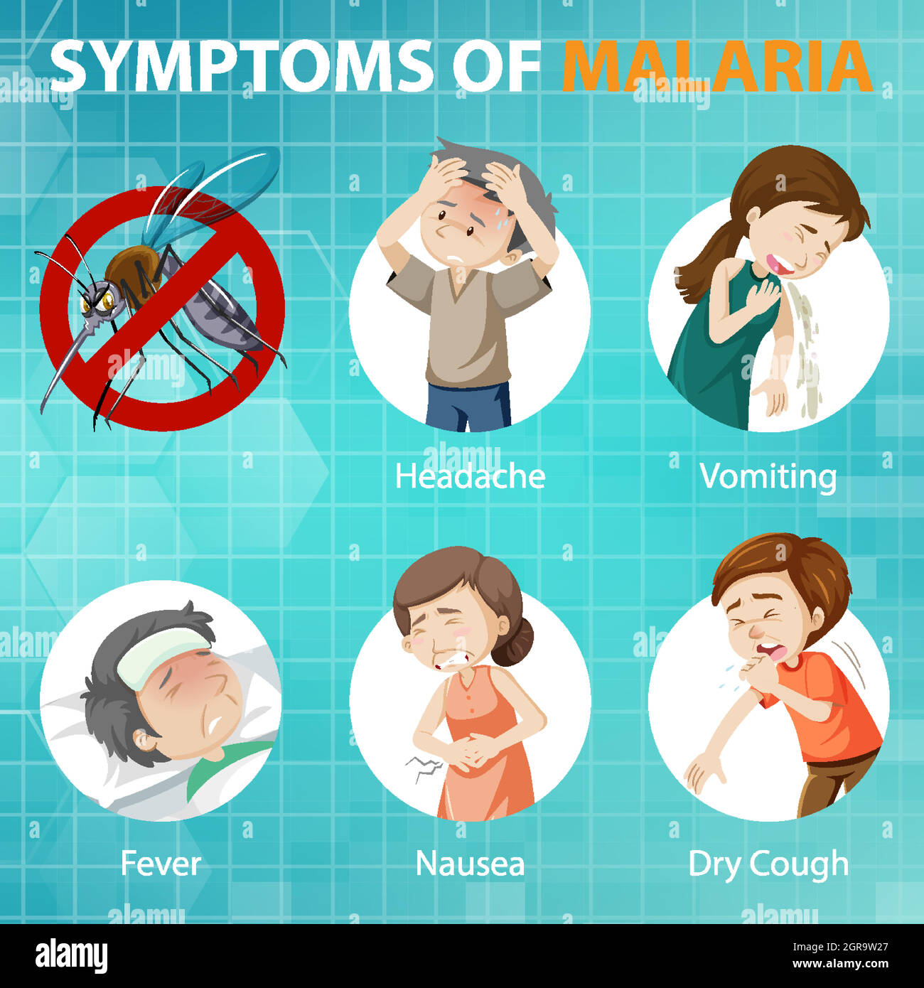 Infographie sur les symptômes du paludisme Illustration de Vecteur