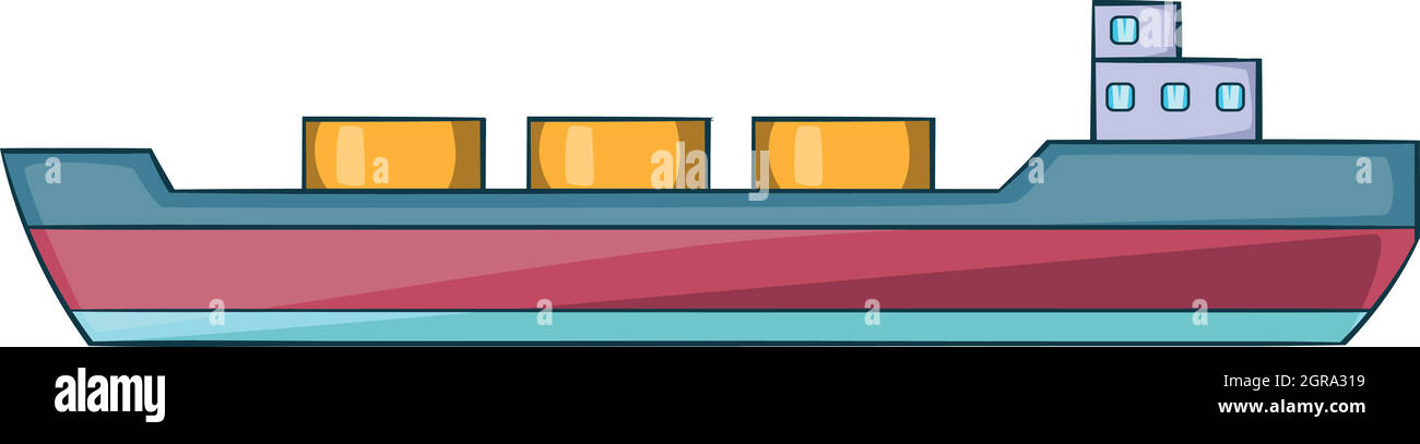 Navire cargo transporte, icône de style cartoon Illustration de Vecteur