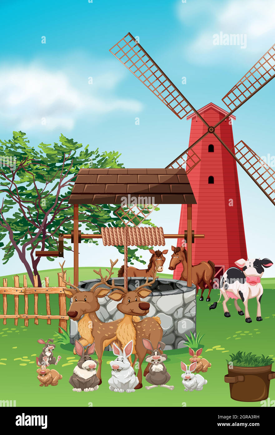 Animaux de ferme vivant dans la ferme Illustration de Vecteur