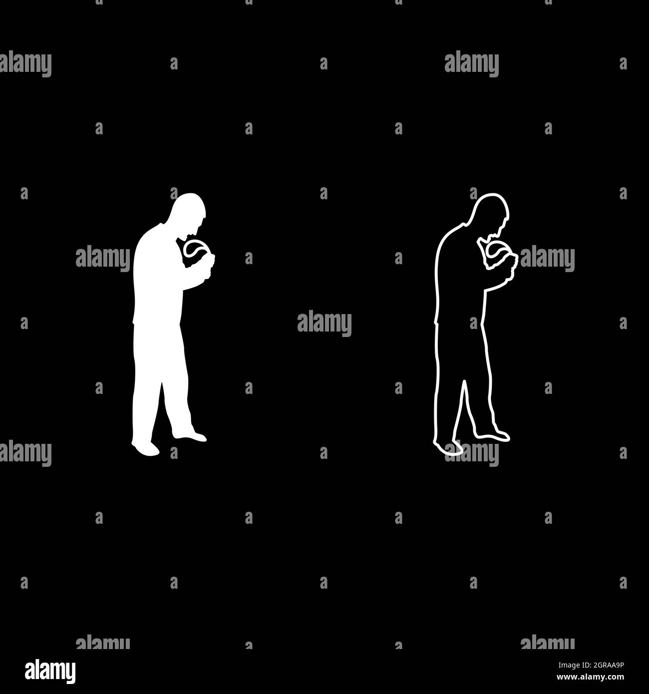 L'homme en colère avec la ceinture à la main pour la punition met en garde la violence dans la famille concept abus idée problème domestique Fury homme menaçant victime problème social mari père agression émotionnellement contre l'homme Bulliing silhouette blanc couleur vecteur illustration sol Illustration de Vecteur