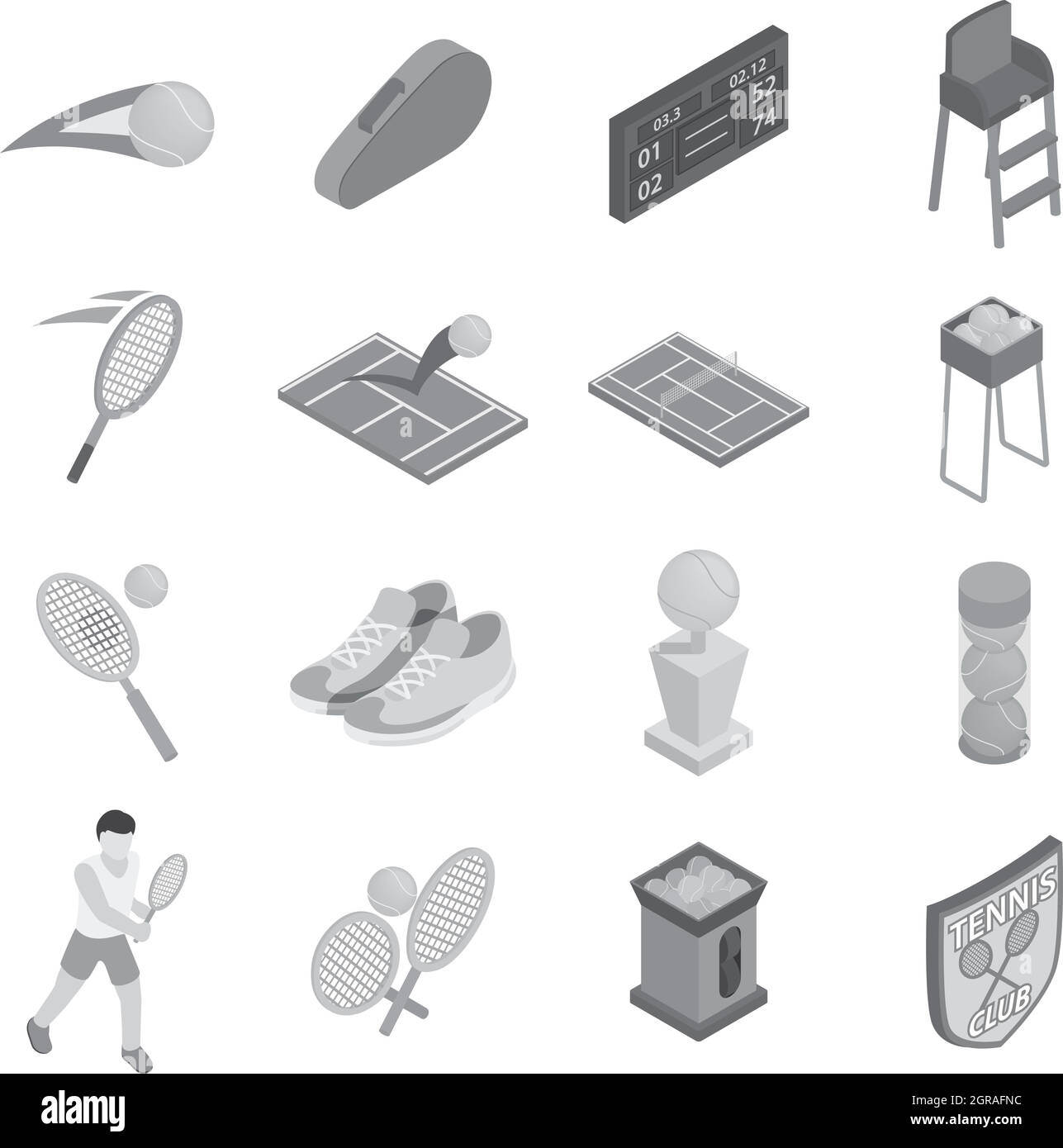 Icons set Tennis, style monochrome noir Illustration de Vecteur