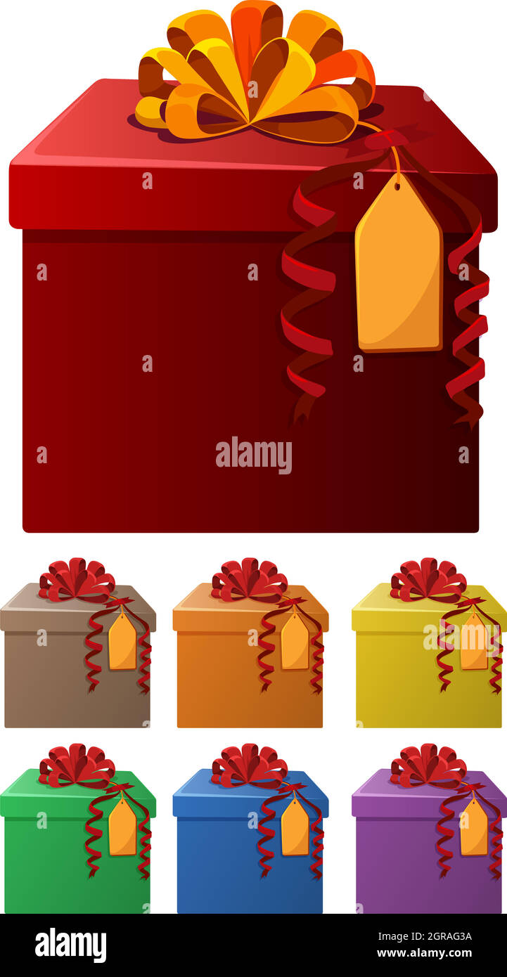 Jeu de boîtes présentes de différentes couleurs Illustration de Vecteur