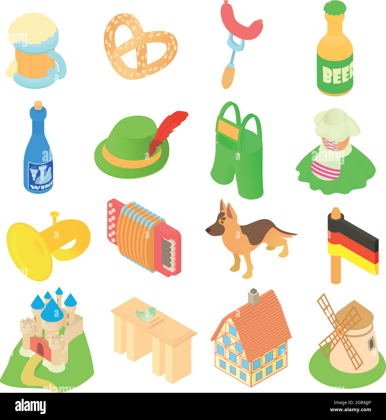 Allemagne icons set, style 3D isométrique Illustration de Vecteur