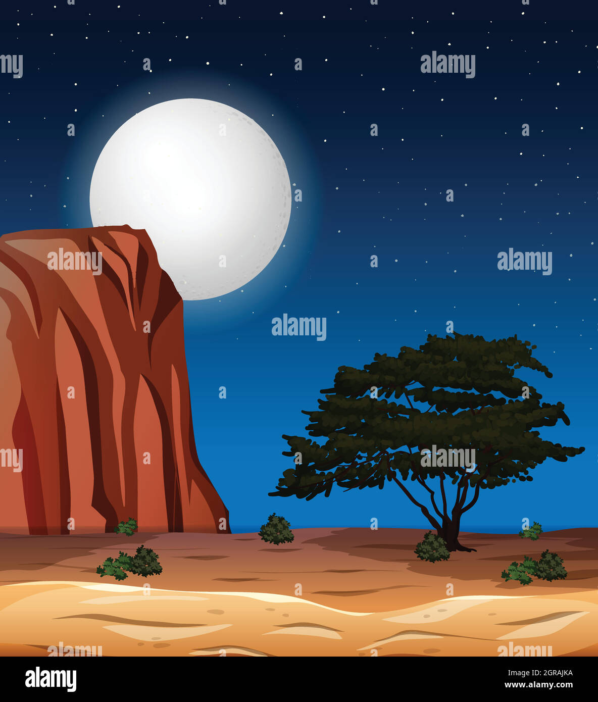 Scène du désert la nuit Illustration de Vecteur