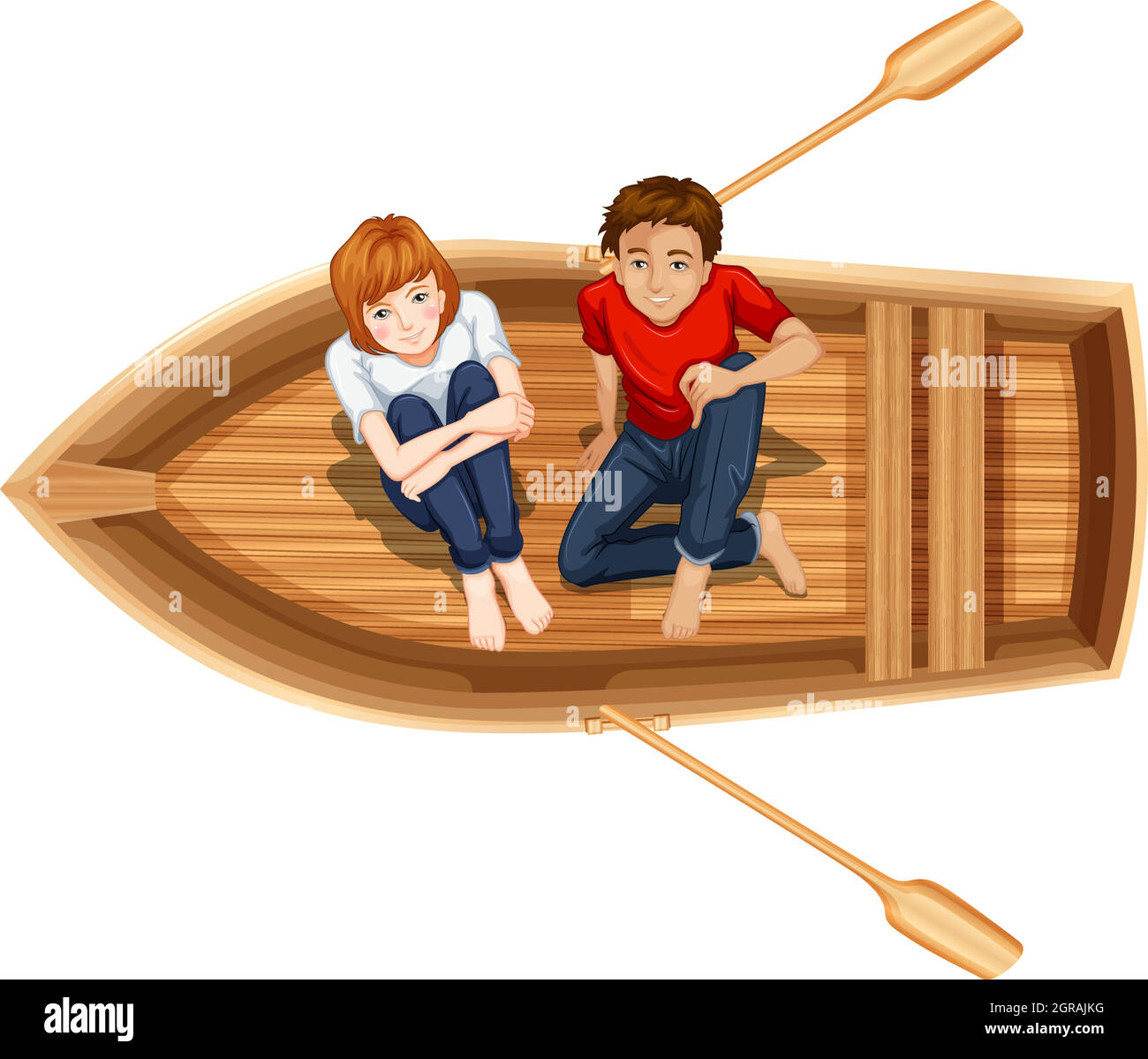 Homme et femme assis sur le bateau Illustration de Vecteur