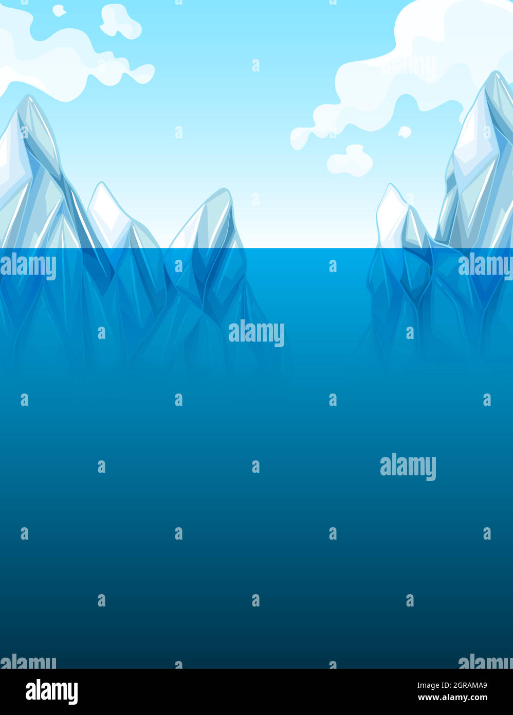Réchauffement climatique avec iceberg Illustration de Vecteur